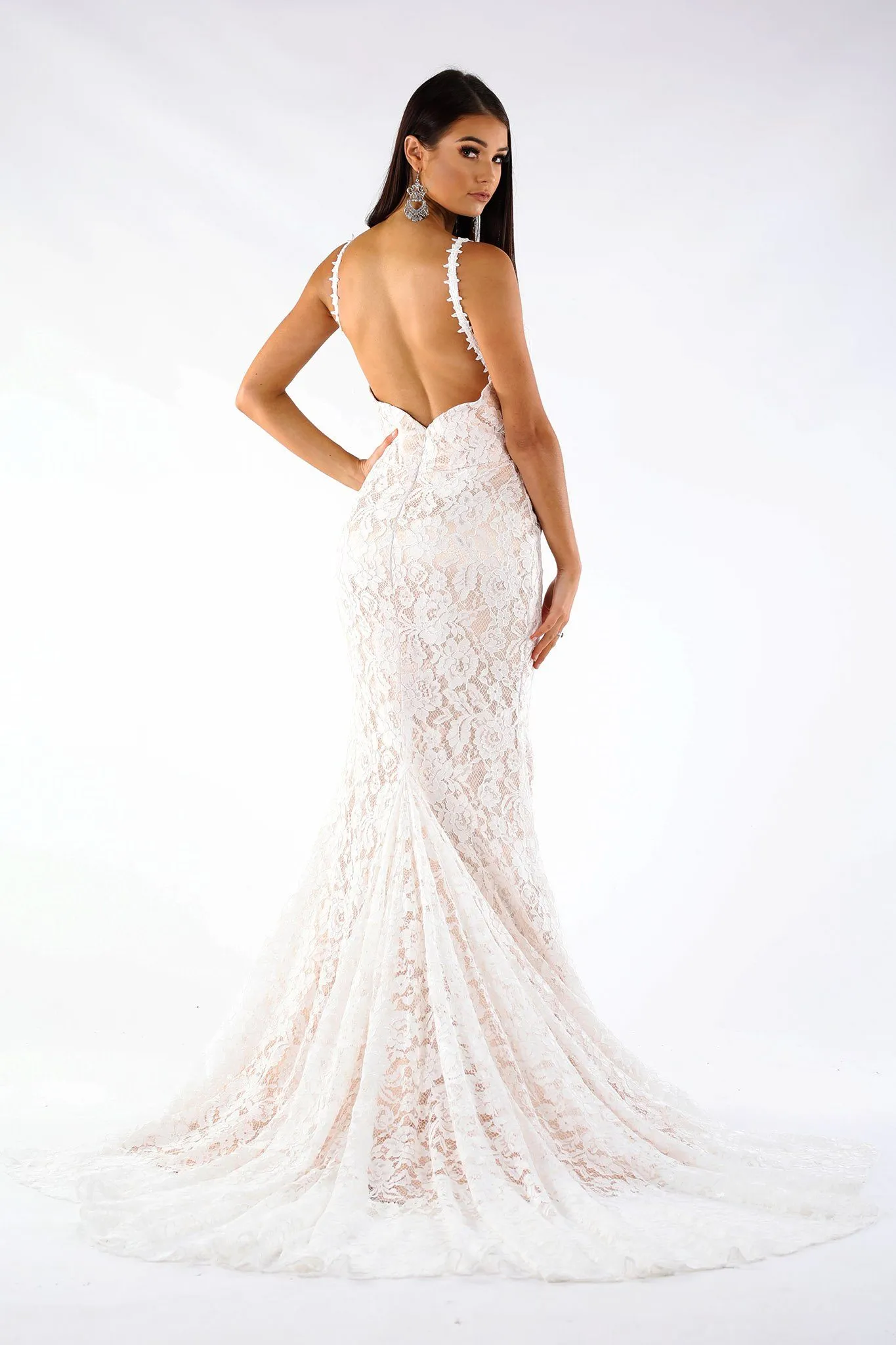 Fiona Lace Gown - Ivory/Champagne