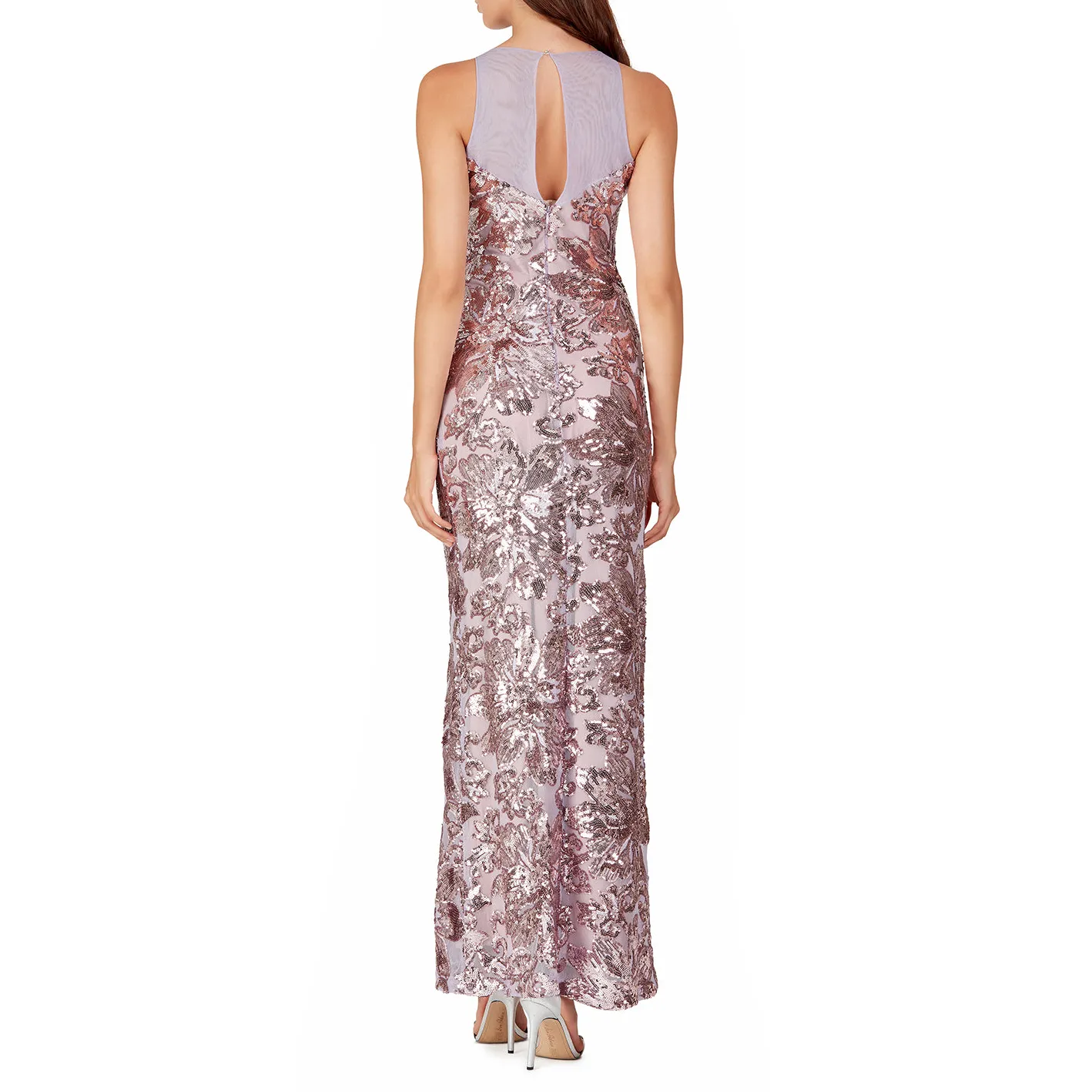 Floral Sequin Column Gown