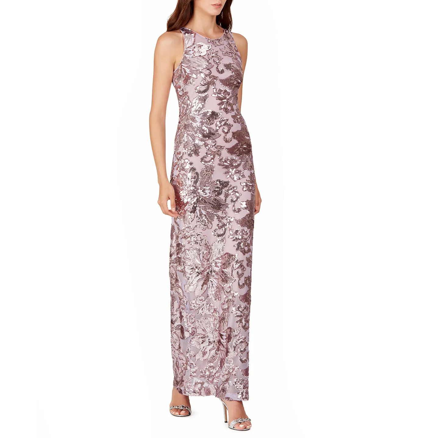 Floral Sequin Column Gown