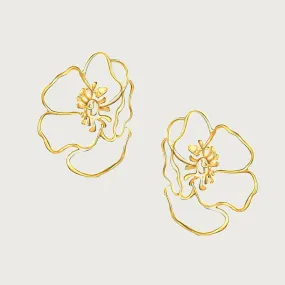 Gold Anemone Flower Earring