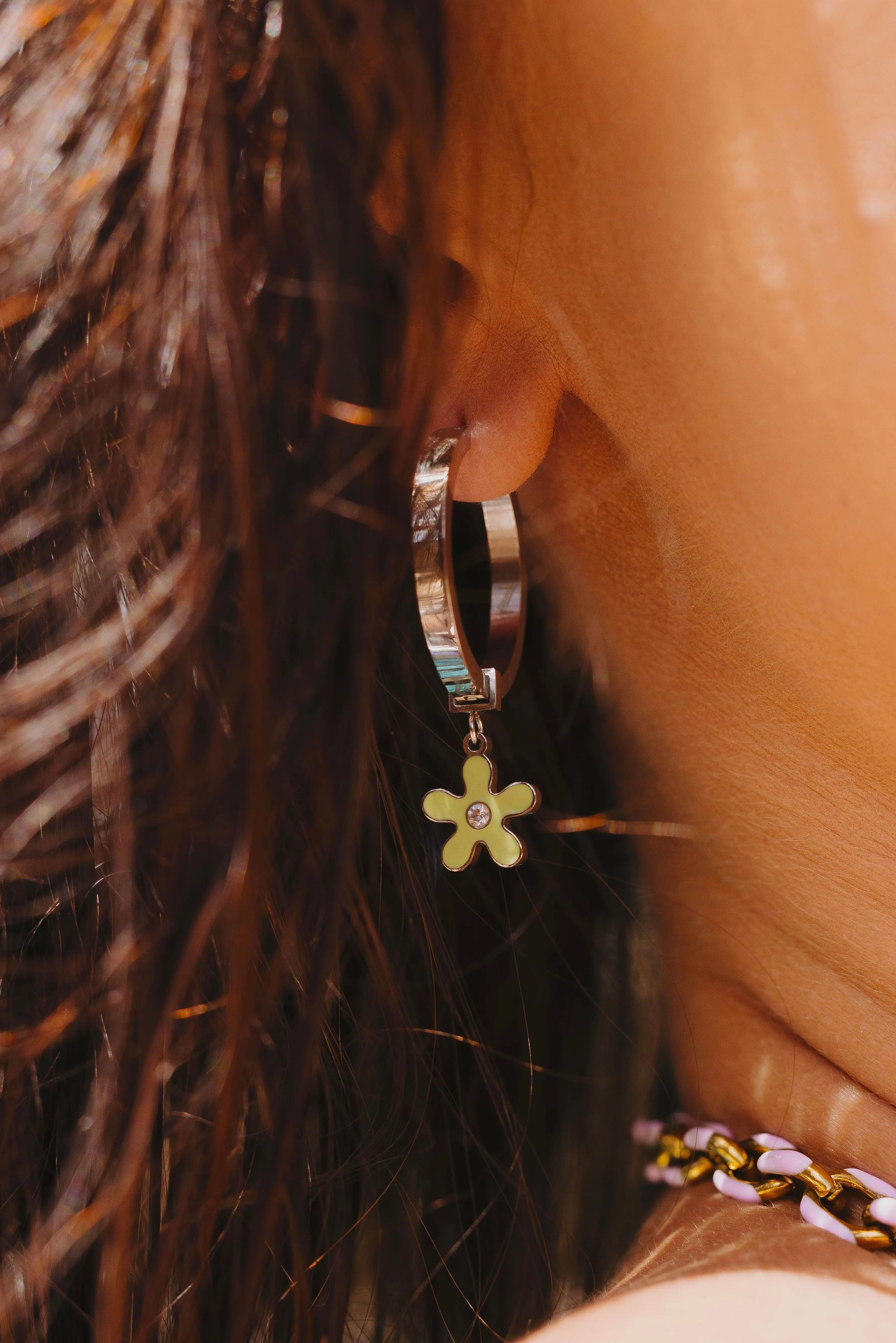 Green Enamel Flower Charm