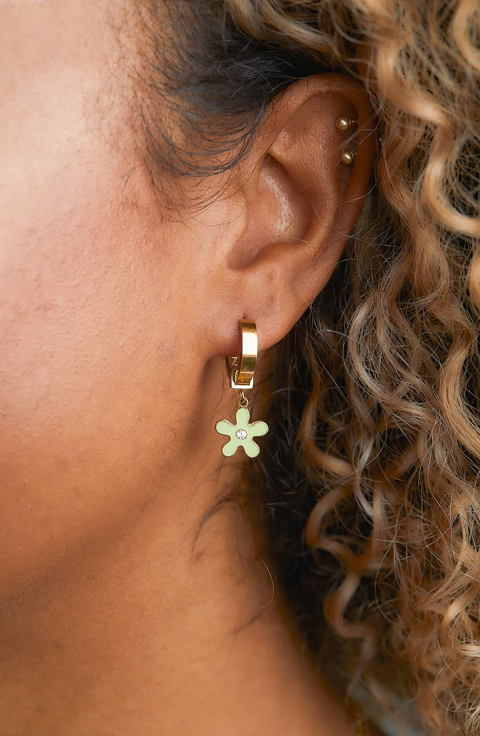 Green Enamel Flower Charm