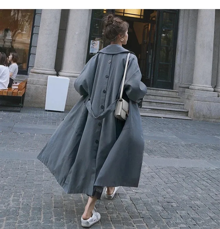 HEYFANCYSTYLE Vintage Charm Long Trench Coat