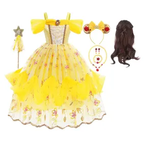 Kids Girls Belle Cosplay Costume Outfits Fantasia Halloween Carnival Party Disguise Suit