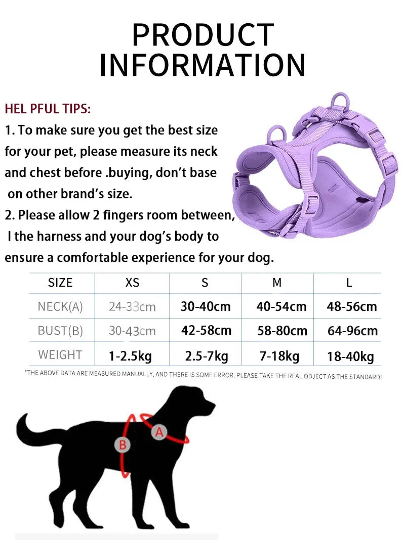 Lightweight Dog Harness Adjustable Durable Breathable Mesh Pet Vest Harness with Soft Comfortable Cushion