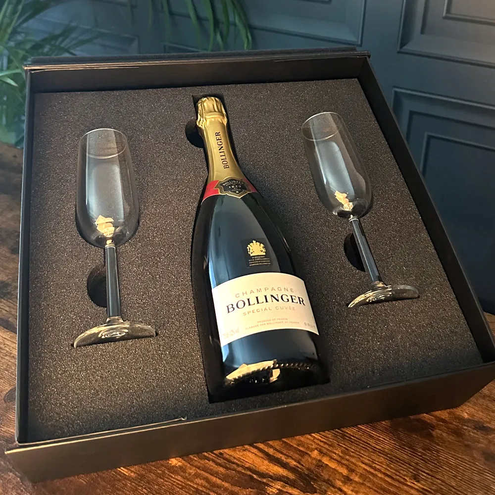 Luxury Champagne Gift Set Includes Bottle & 2 Champagne Flutes