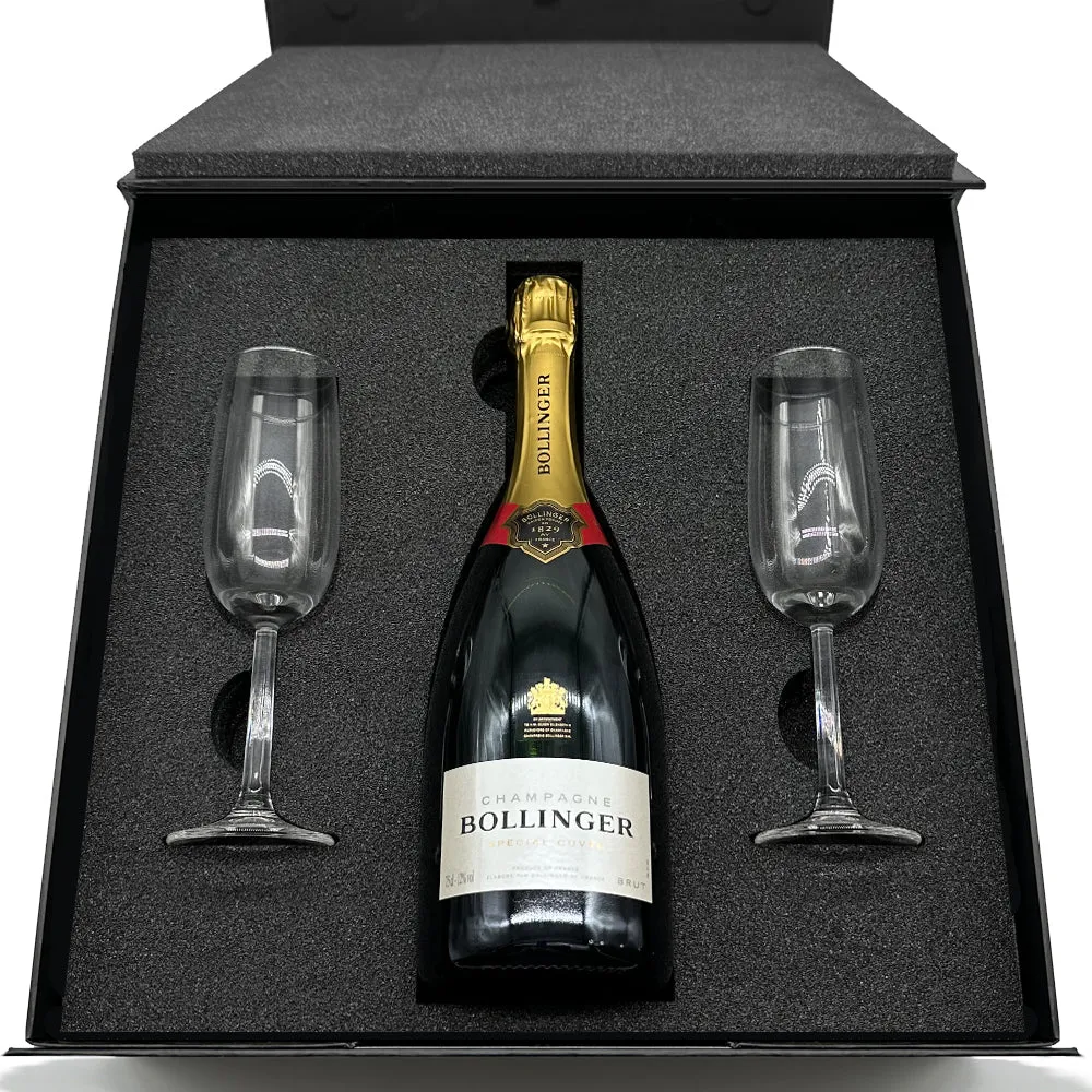 Luxury Champagne Gift Set Includes Bottle & 2 Champagne Flutes