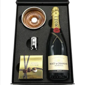 Luxury Champagne Gift Set Includes Bottle, Pewter Bottle Coaster, Pewter Bottle Sealer & Truffles