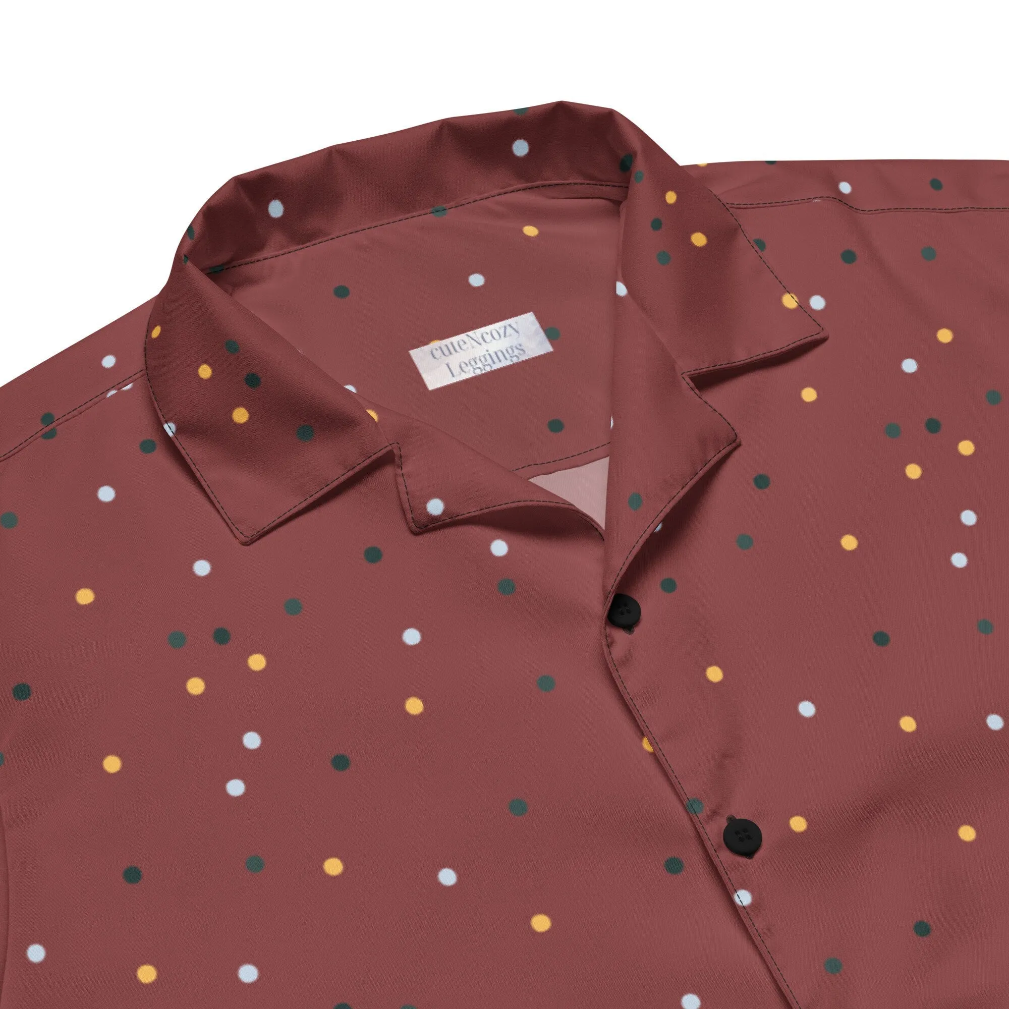 Maroon and Gold Polka Dot Unisex Button Down Shirt