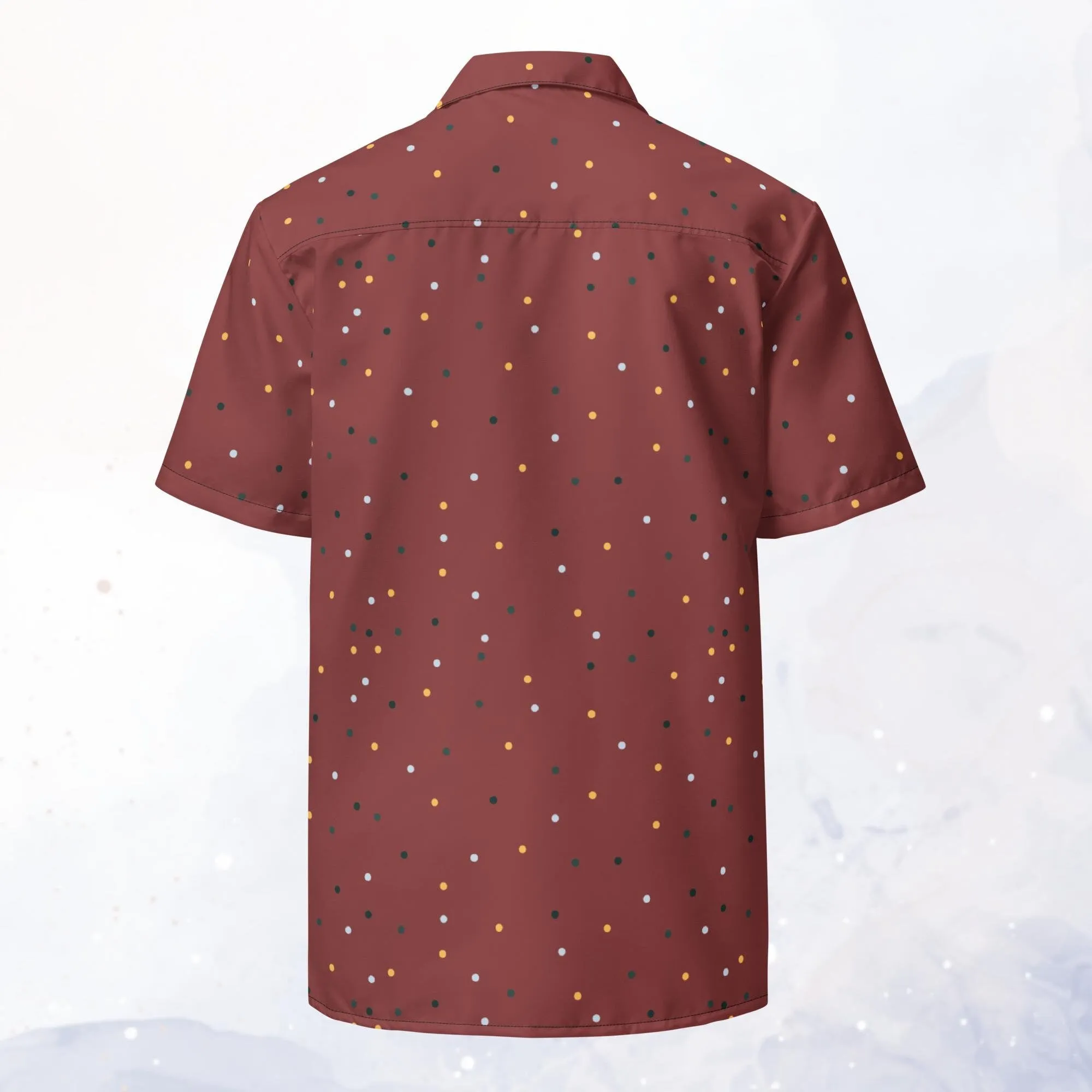 Maroon and Gold Polka Dot Unisex Button Down Shirt