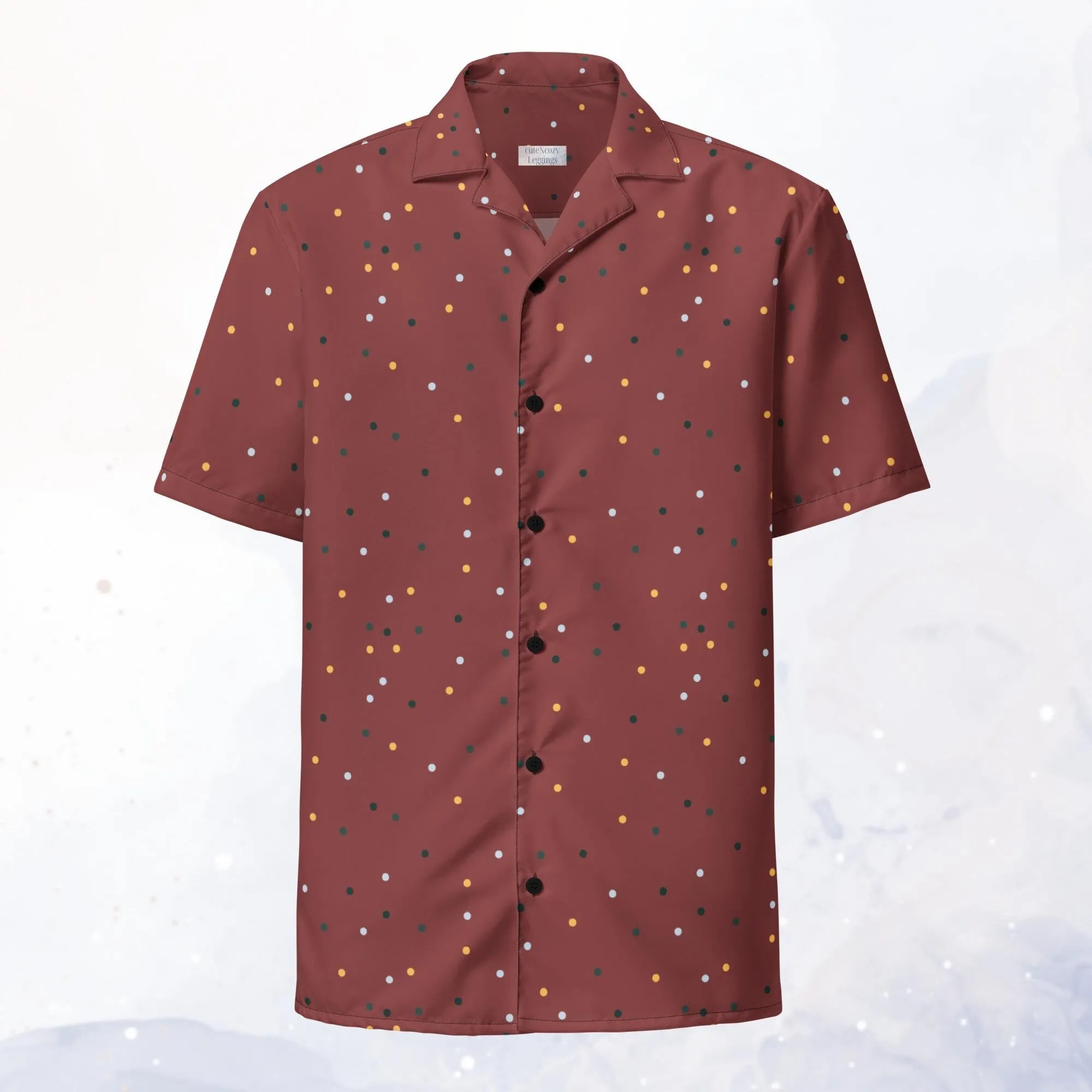 Maroon and Gold Polka Dot Unisex Button Down Shirt