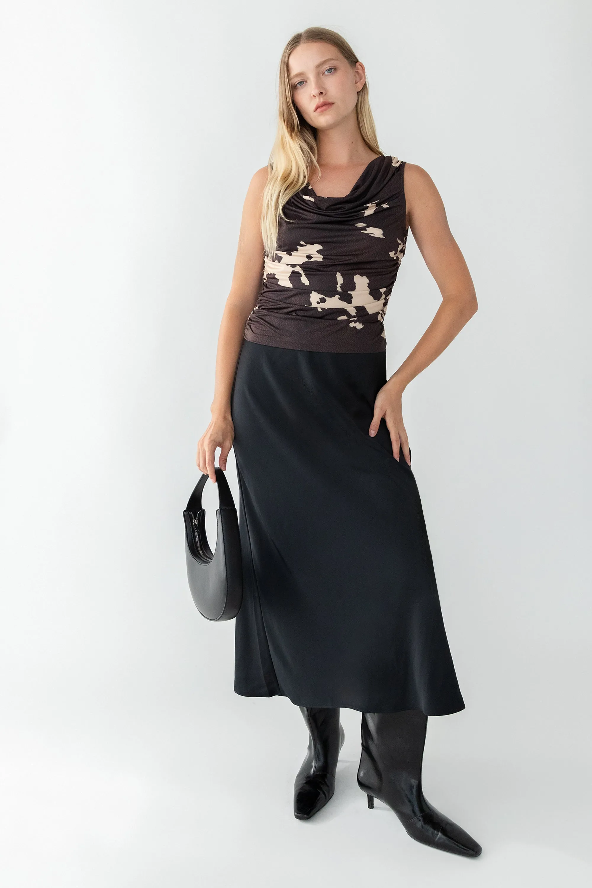 MAXI SATIN SLIP SKIRT