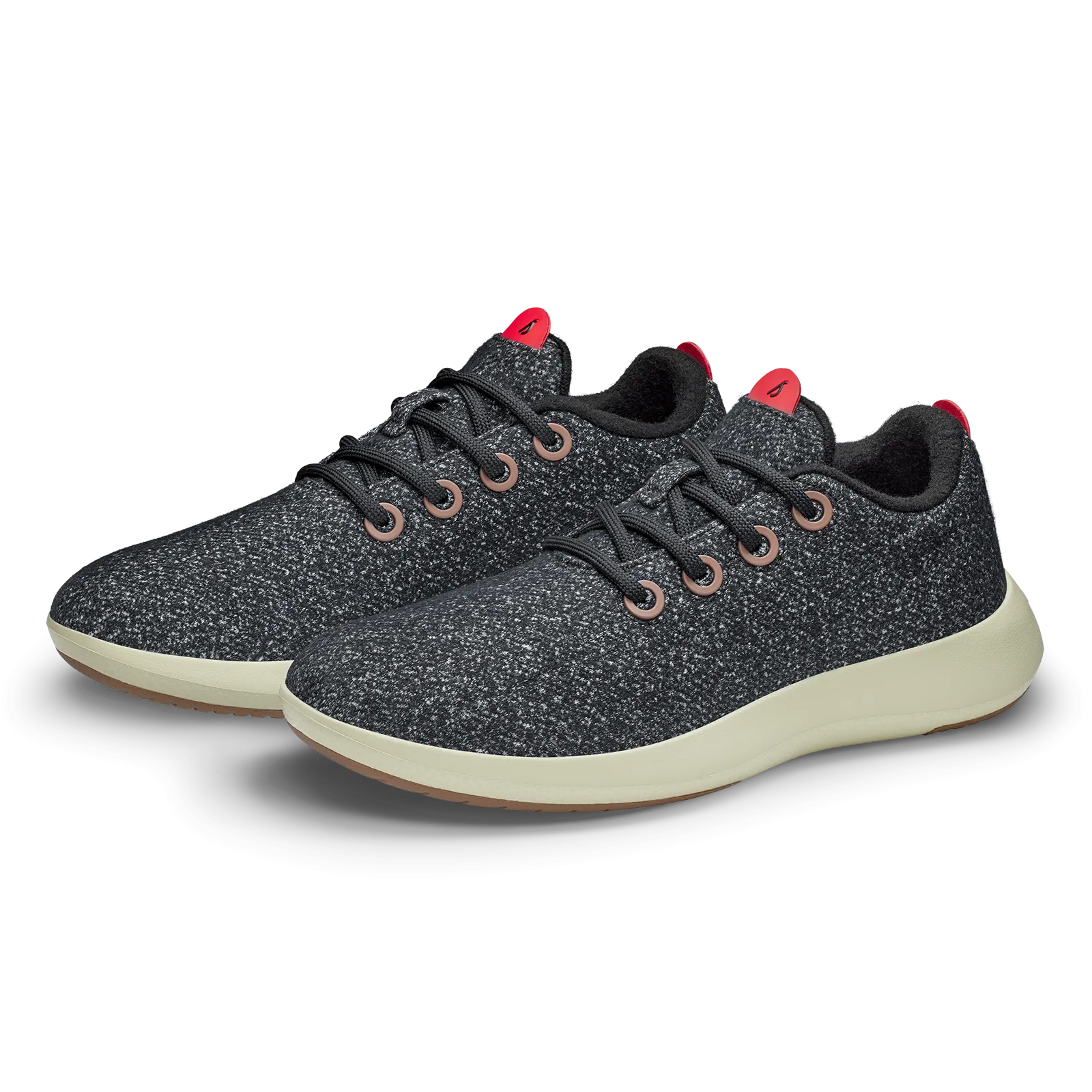 Men's Wool Runner Mizzles - Dark Grey/Bloom Red (Arid Beige Sole)