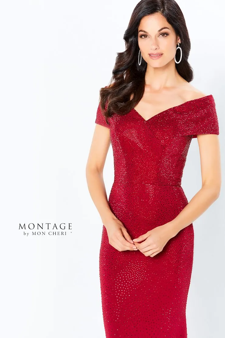 Montage 220949 Off The Shoulder Jersey Stone Gown