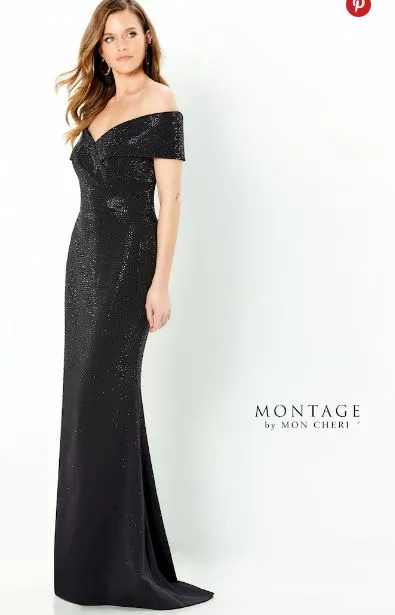 Montage 220949 Off The Shoulder Jersey Stone Gown