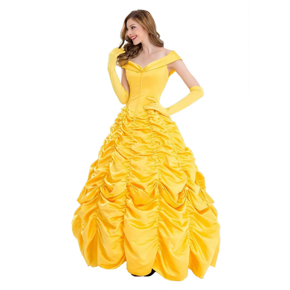 Movie Belle Yellow Women Dress Fantasia Outfits Party Carnival Halloween Cosplay Costume