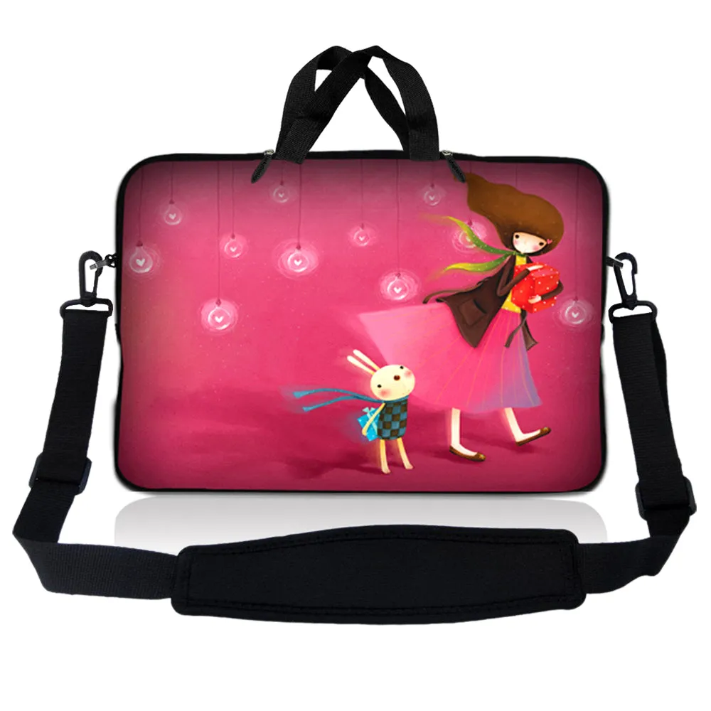 Notebook / Netbook Sleeve Carrying Case w/ Handle & Adjustable Shoulder Strap & Matching Skin & Mouse Pad – Girl Birthday Party