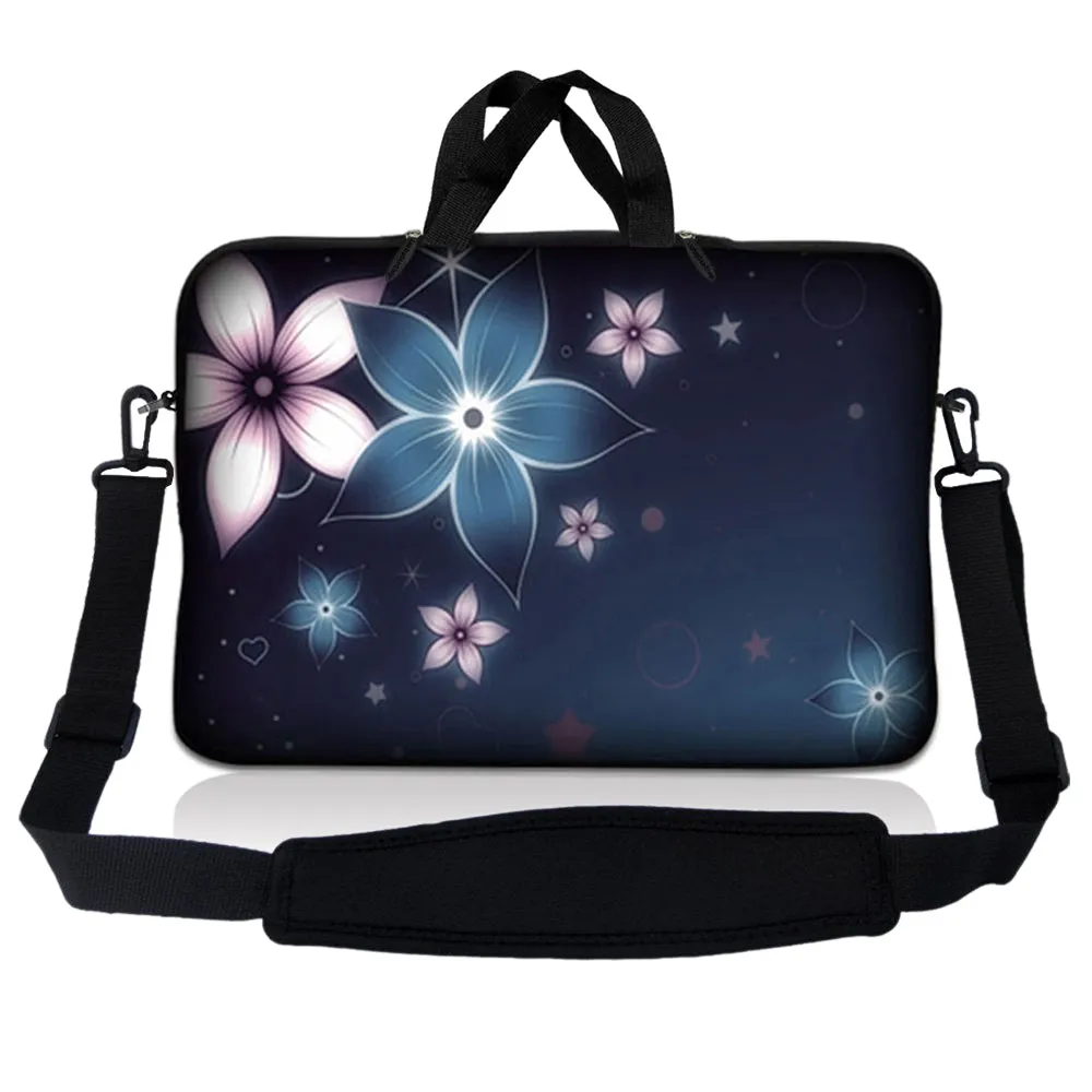 Notebook / Netbook Sleeve Carrying Case w/ Handle & Adjustable Shoulder Strap & Matching Skin – Plumeria Flower Floral