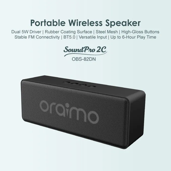 oraimo SoundPro-2C 10W Portable Wireless Bluetooth Speaker - Online Exclusive