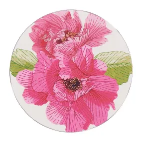 Pink Peony Round Coaster - Set of 4