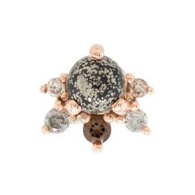 "Anaya" Threaded End in Gold with Pyrite, Smoky Quartz, Grey Diamond & Champagne Diamond