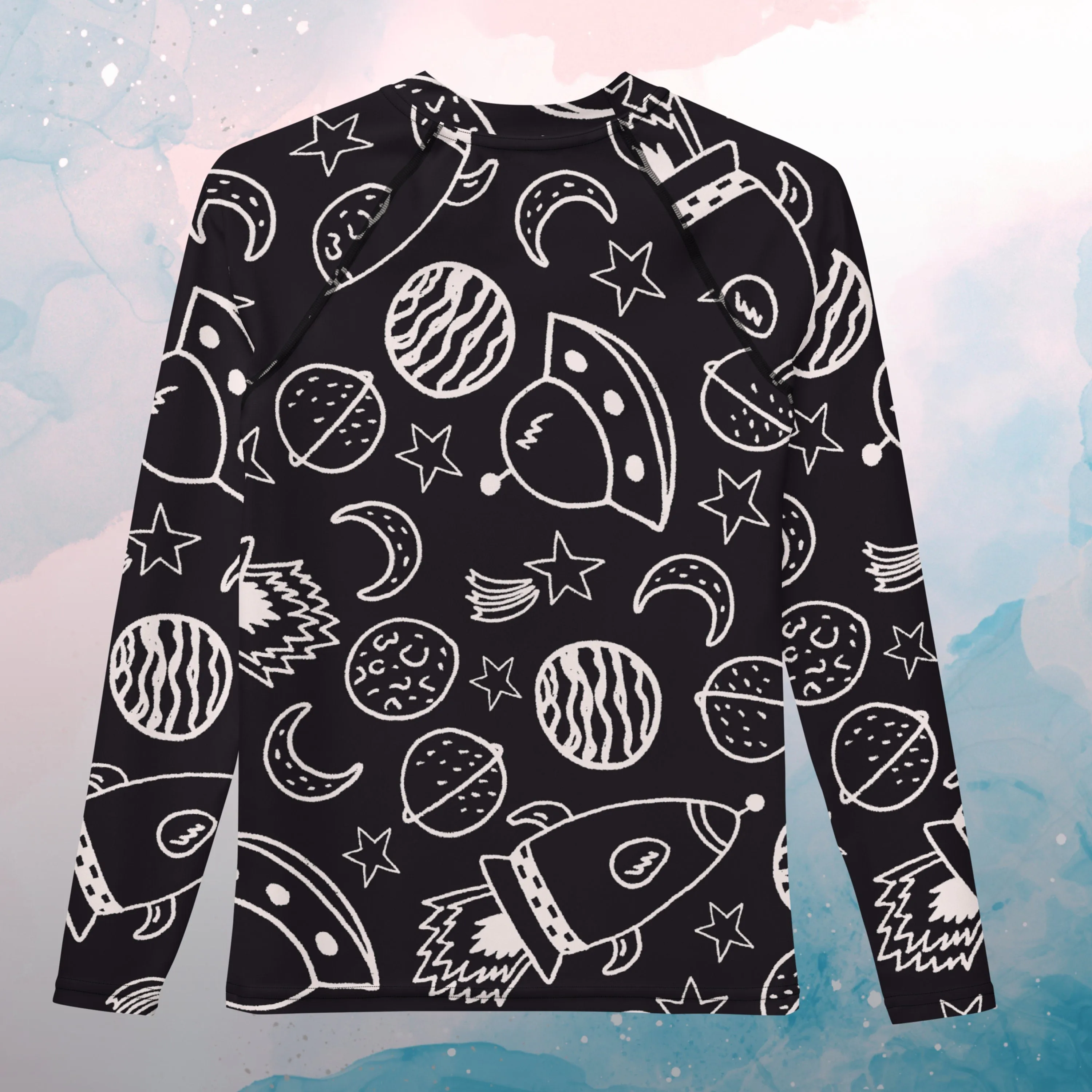 Rockets and Planets Printed Youth Rash Guard