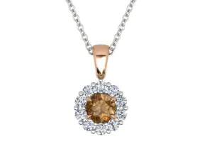 Rose, White Gold Cognac & White Diamond Pendant