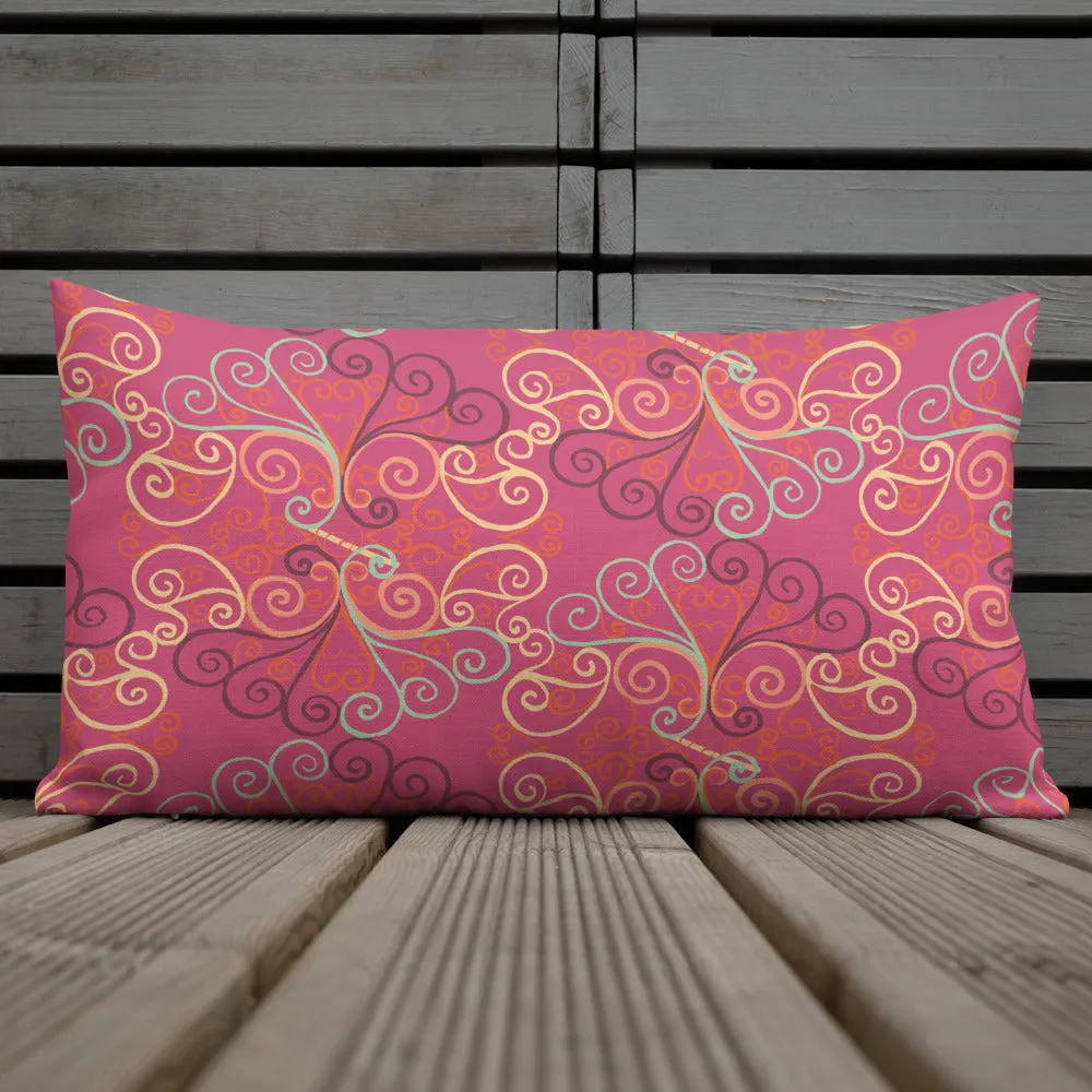 Scrolls in Ovals pink Premium Pillow