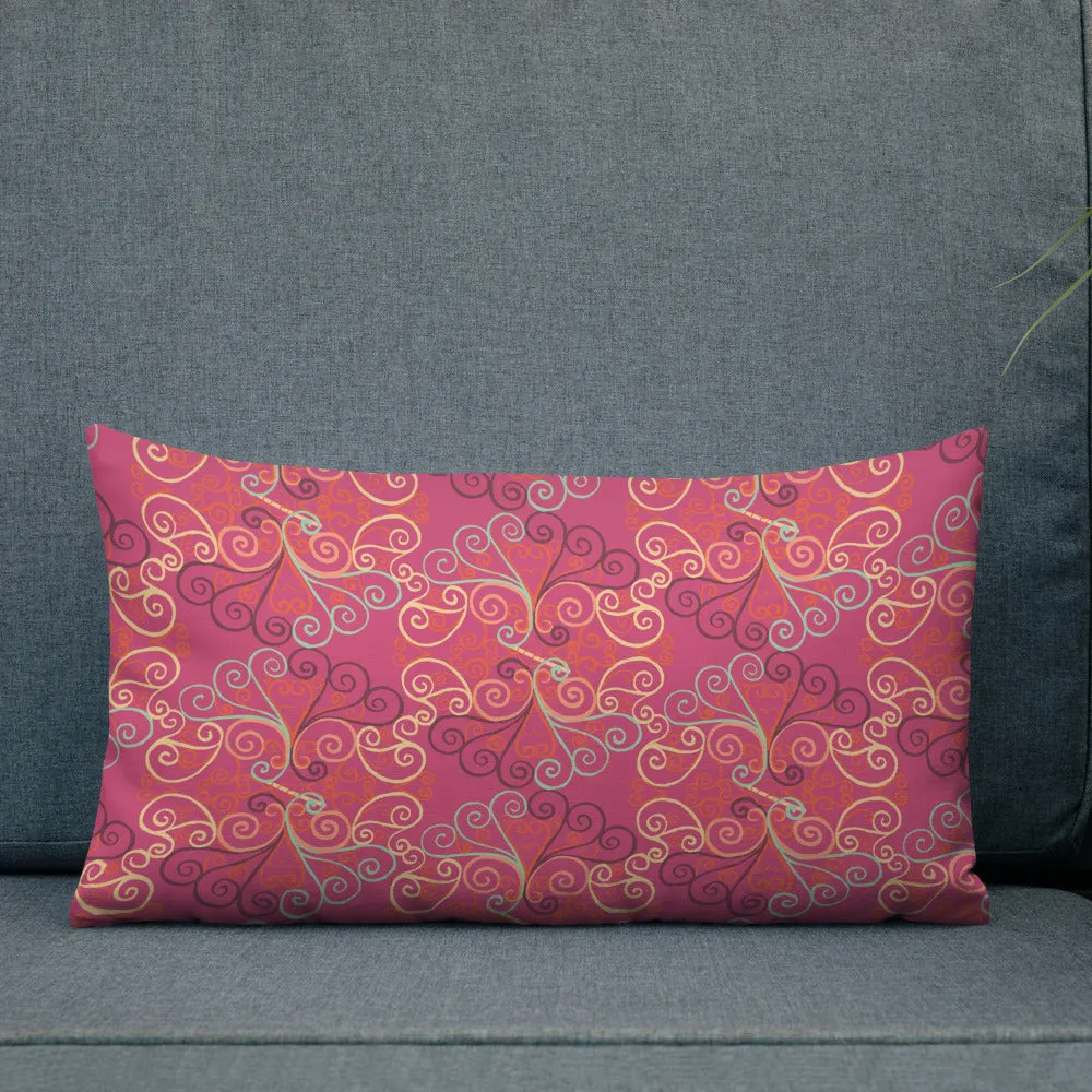 Scrolls in Ovals pink Premium Pillow