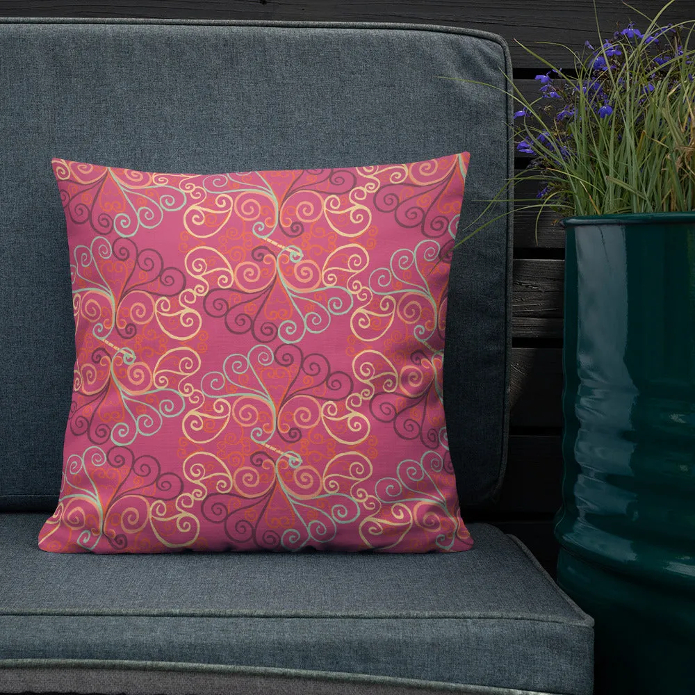 Scrolls in Ovals pink Premium Pillow