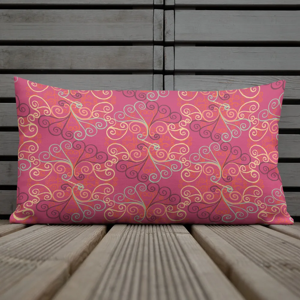 Scrolls in Ovals pink Premium Pillow