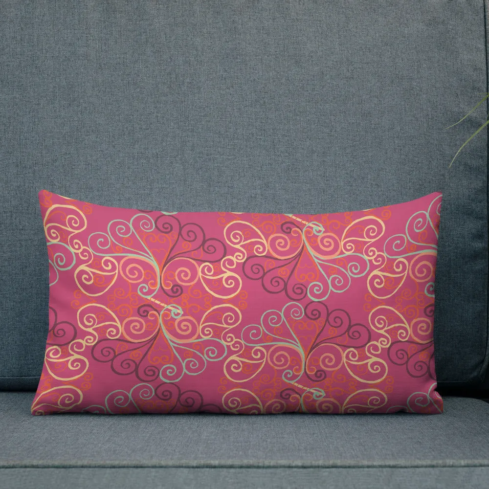 Scrolls in Ovals pink Premium Pillow