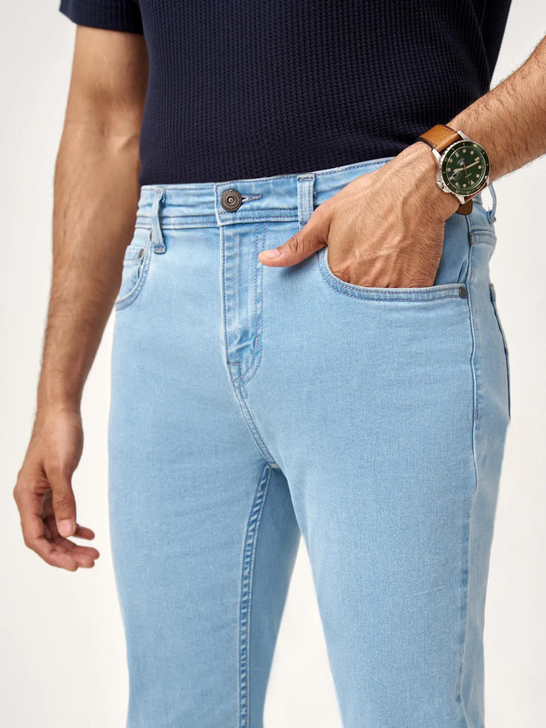 Sky Blue Power-Stretch Slim Fit Jeans