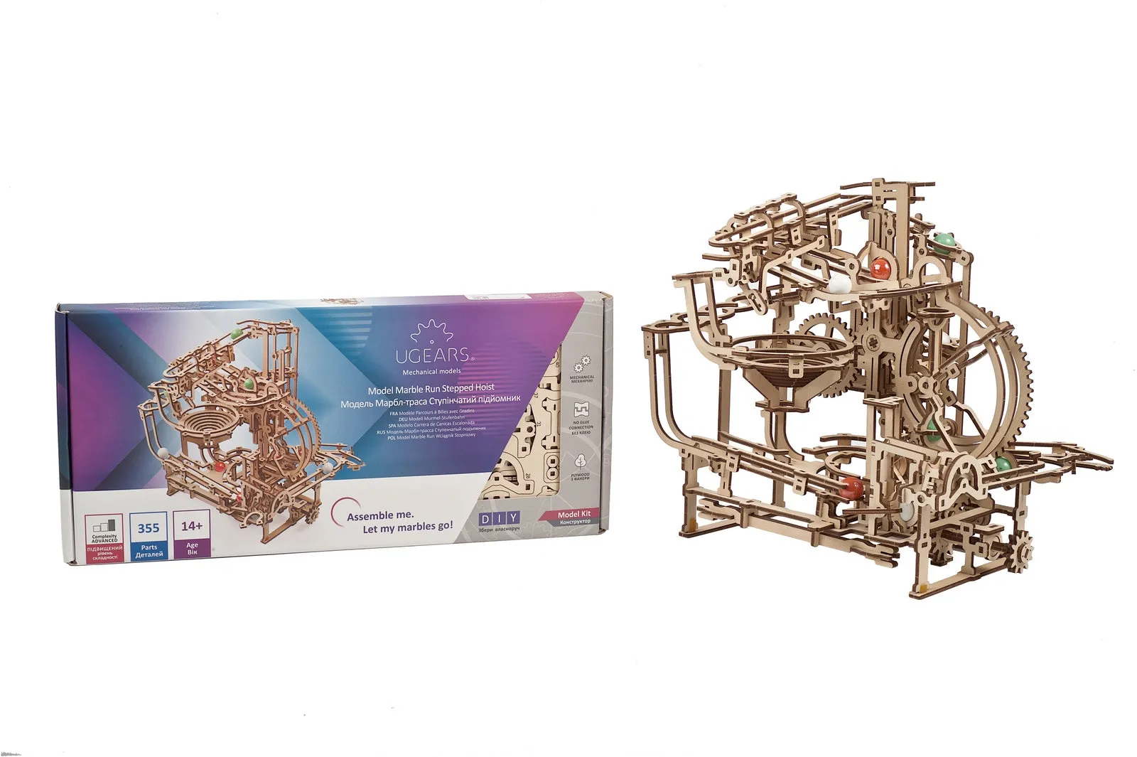 Ugears Marble Run Stepped Hoist ★Mechanical 3D Puzzle Kit Model Toys Gift Present Birthday Xmas Christmas Kids Adults