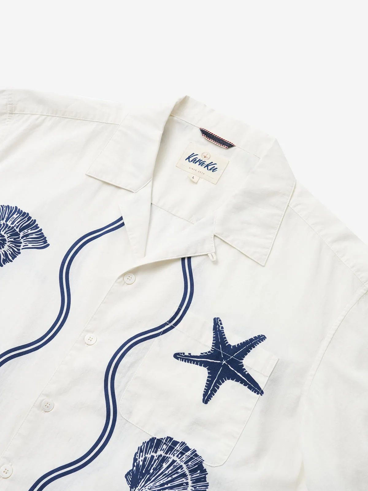 Vintage Style Marine Life Cotton Camp Shirt