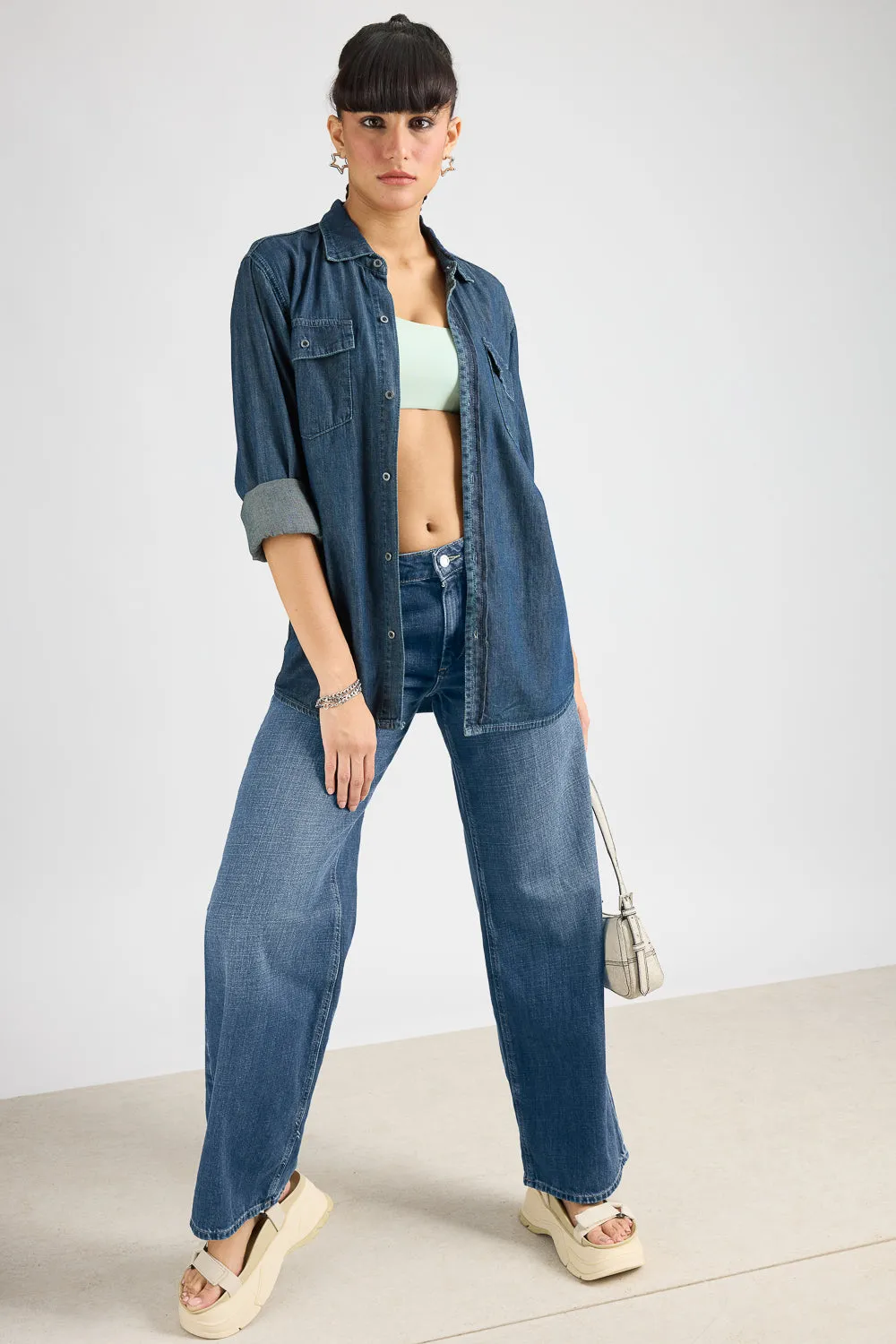 Vintage Washed Women's Denim Shirt