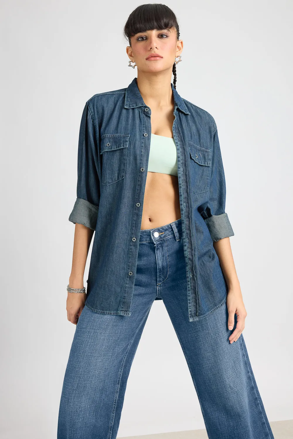 Vintage Washed Women's Denim Shirt