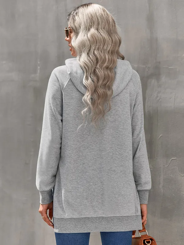 Women's Overhead Hoodie With Longer Back Length and Side Split Design