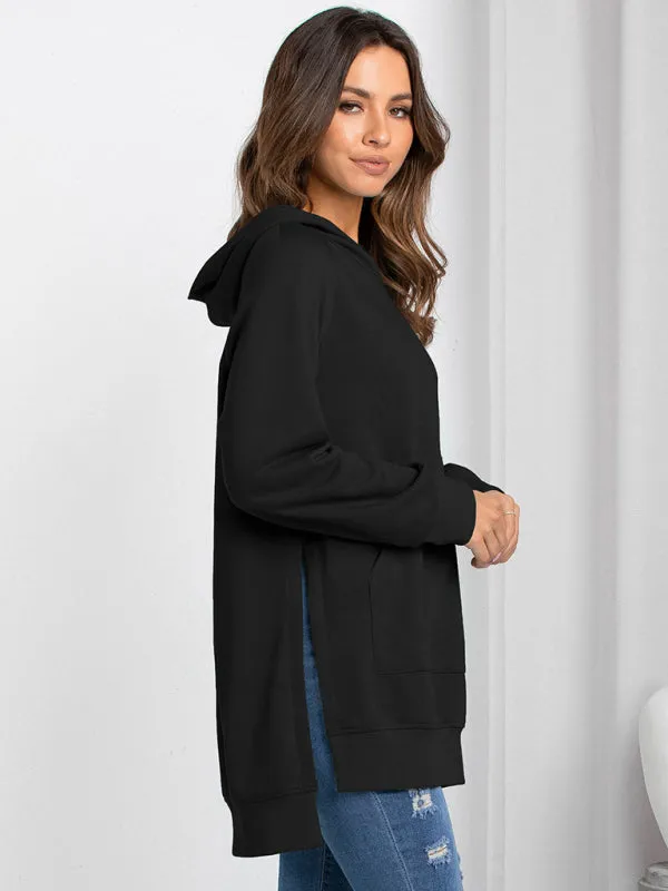 Women's Overhead Hoodie With Longer Back Length and Side Split Design