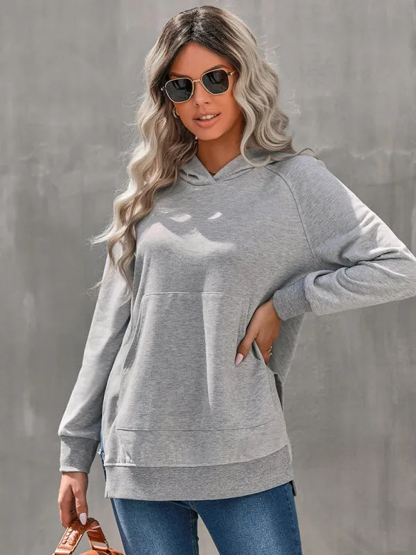 Women's Overhead Hoodie With Longer Back Length and Side Split Design