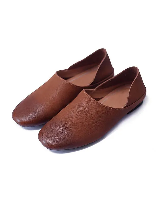 Women's Pointed Toe Soft Leather Retro Flats